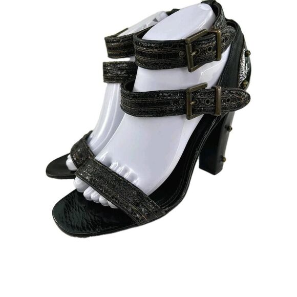 PROENZA SCHOULDER Ankle-Strap Double Buckle US 9.5 Black Heels Studs Sandals - Picture 1 of 12